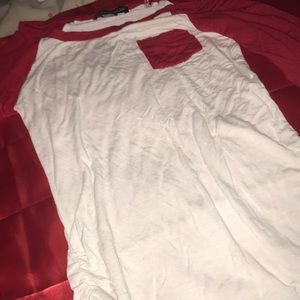 Red and whit shirt/ can fit a medium